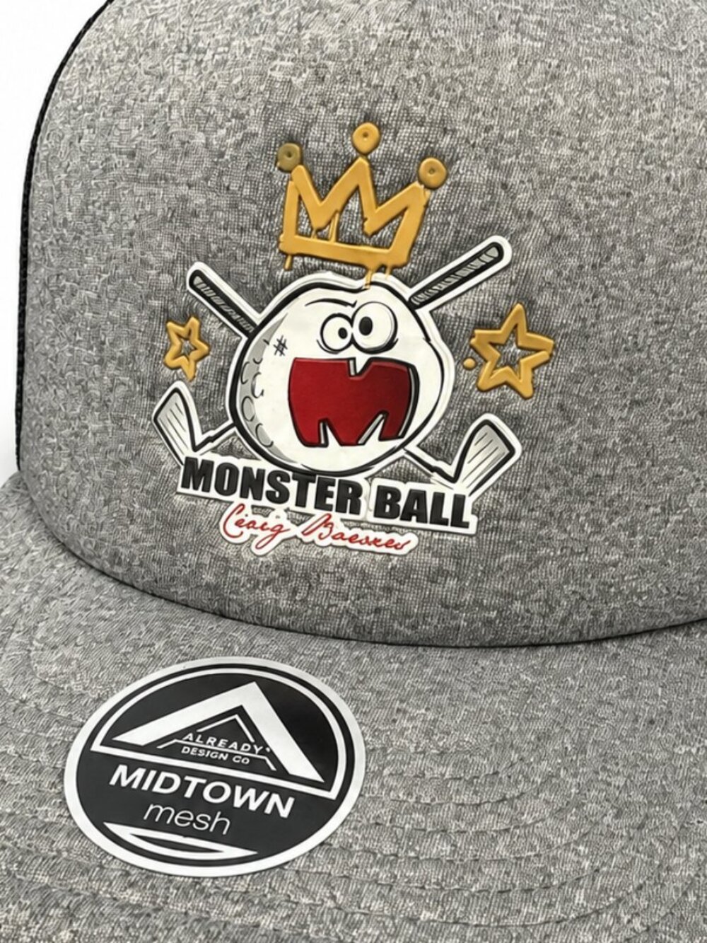 New Monster Ball Crazy‎ Bowers Golf Trucker Hat Snapback Cap Gray Black Mesh